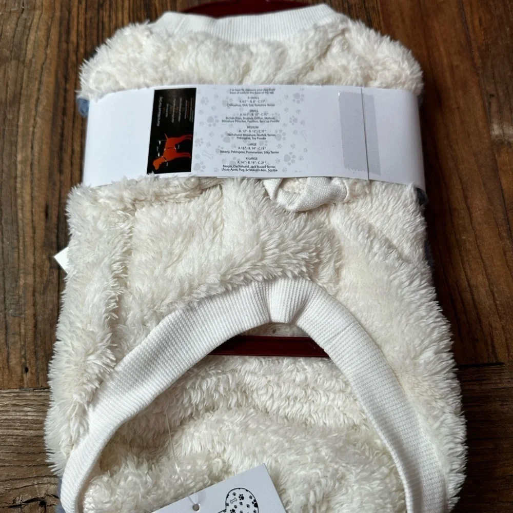 Gray Fuzzy Dog Sweater set of two blue a cream